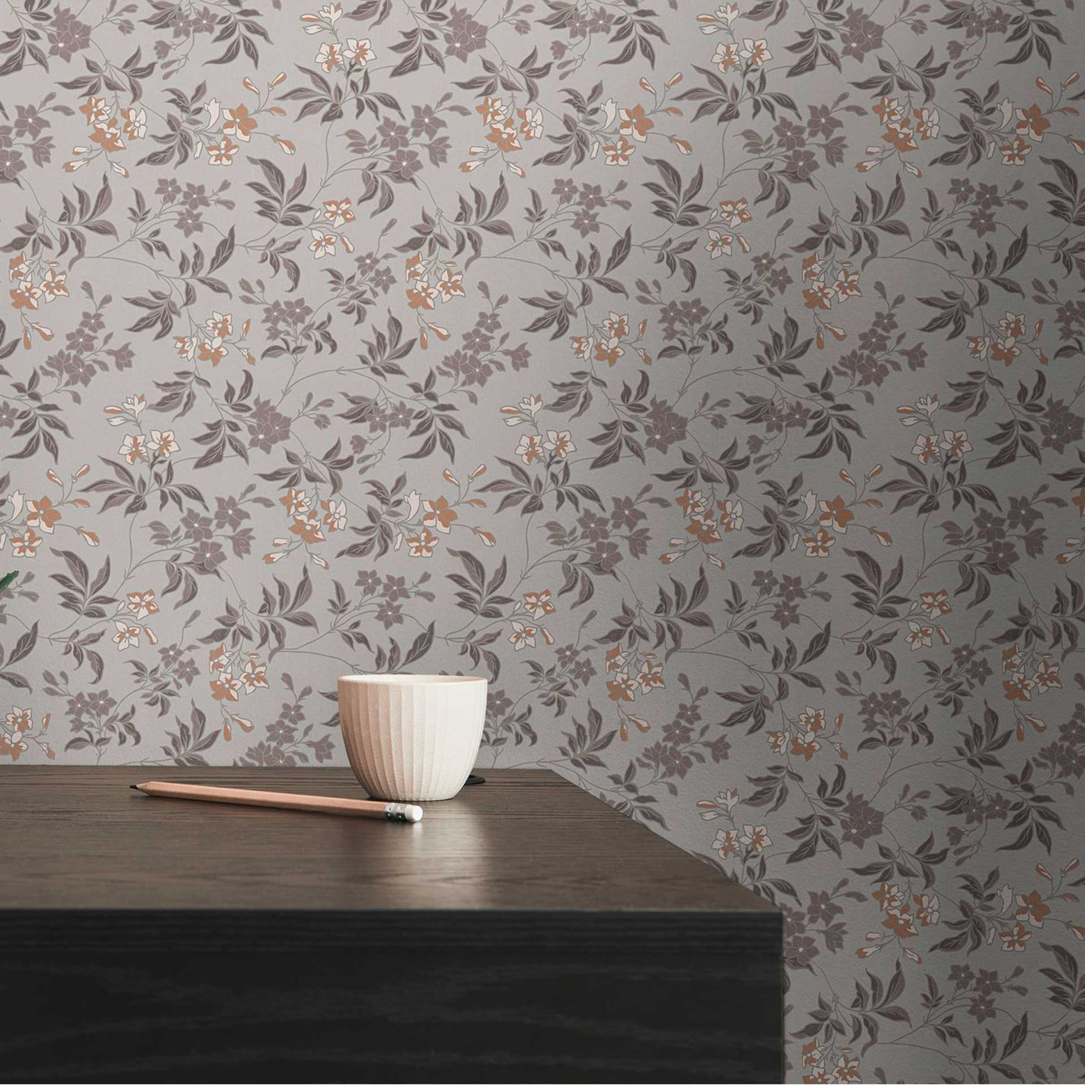 blossom wallpaper with flowers grey brown modern flower pattern