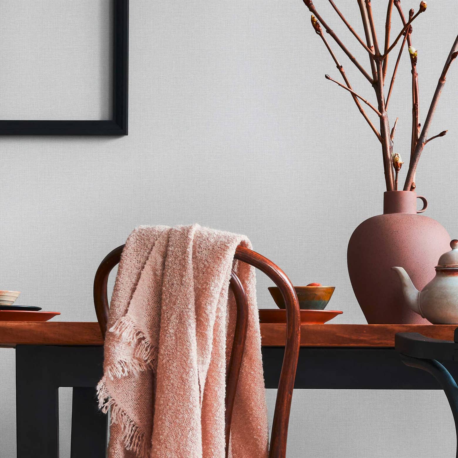 blown vinyl wallpaper grey plain textured textile wallpaper living