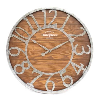 PRIM Houten wandklok in mooie kleuren - 307x47 mm, Arabische cijfers, 1x AA potloodbatterij, glas, hout