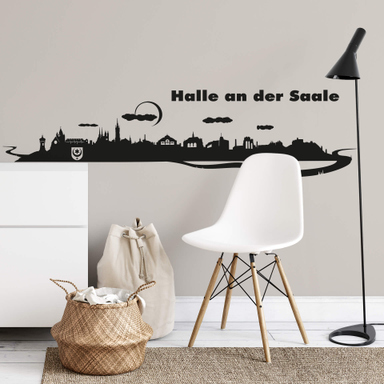 Wandtattoo Magdeburg Skyline - Silber Metalleffekt, 140 X 23 Cm, Selbstklebend