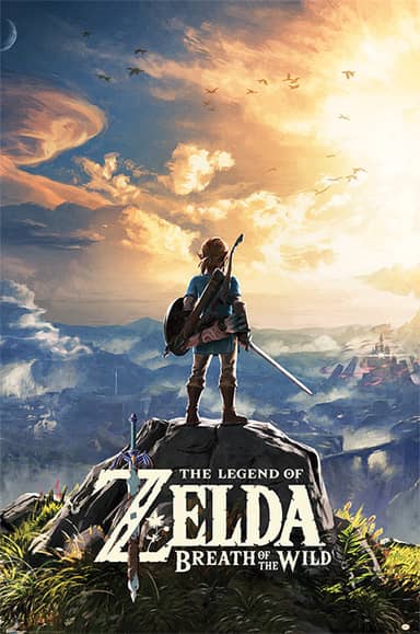 Poster A Rullo (Kakemono) The Legend Of Zelda: Breath Of The Wild, Formato Grande 100x40cm, Stampa Su Tessuto Con Tubi In Alluminio