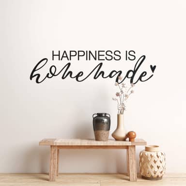 Cartello Decorativo Da Parete In Legno "Happiness Is Homemade" - Stile Rustico Con Cornice Bianca, 20x61 Cm