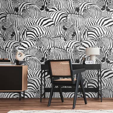 Zebra behang bruin beige - Patroonbehang met dierenprint - Vliesbehang safari look