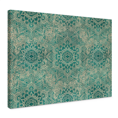 Tableau Abstrait Sur Toile - Vert, Or, Effet Marbré - Déco Murale Moderne Grand Format