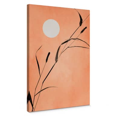 Impression Sur Toile 16x20, Art Mural Contemporain, Lune Orange Lueur, Prête à Accrocher