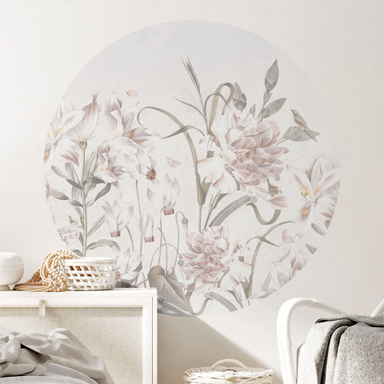 CSPARKV Stickers Muraux GRAND PIVOINES Tricolore I Autocollant Sticker Mural Rose Blanc Fleurs Romantique Plantes Feuilles I Decor Pour Salon Chambre Cuisine Couloir Chambre Denfant 86243961