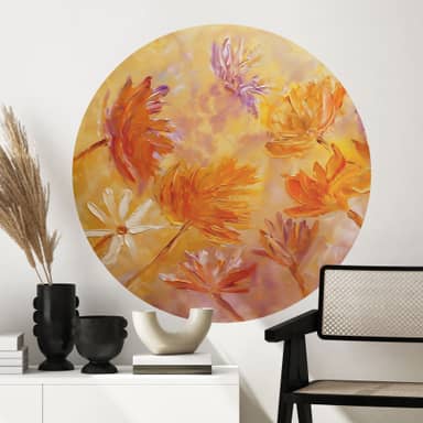 Fiori colorati in un vaso su rosa, poster art, arte murale con fiori