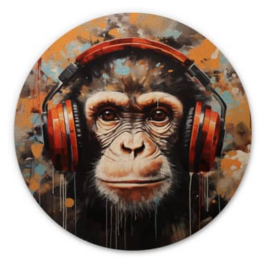 Stampa artistica da parete, motivo: scimmia DJ Banksy, con motivo gorilla (91 x 60 cm