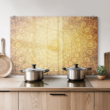 Crédence De Cuisine En Verre Imprimé - Motif Floral Pierres Fleurs, Dimensions 125x50 Cm, Style Moderne