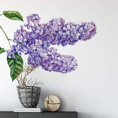 Sticker Mural Branches Lilas Violettes 68x48cm - Déco Intérieure Fleurie