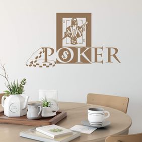 Samunshi Wandtattoo Poker – 70x52 Cm, Silber Metalleffekt, Konturgeschnitten, Rückstandslos Entfernbar