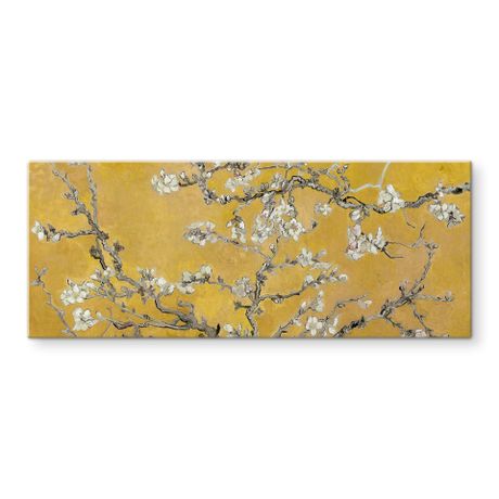 Tableau en verre van Gogh - Amandier en fleurs ocre - Panorama | wall-art.fr